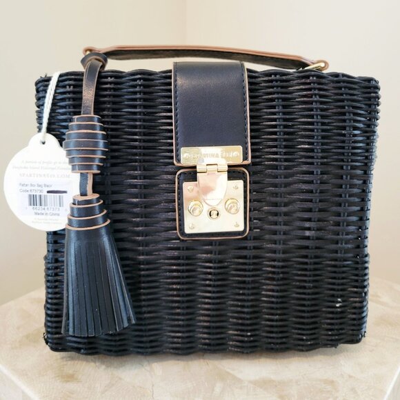 Spartina 449 Handbags - Spartina 449 Rattan Box Bag – Black – NWT
